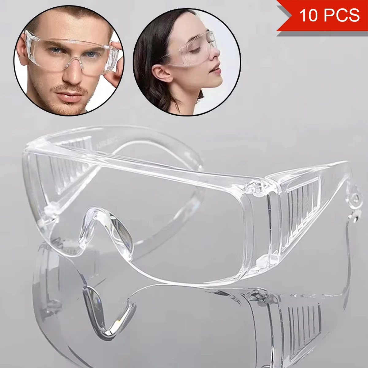 2/10 PCS Safety Protective Goggles Lens Thickness Anti-UV Blinds Water Gun Goggles Anti-impact Labor Protection Glasses