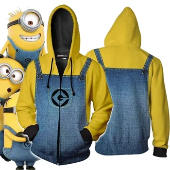 フード付きスウェットシャツ,ミニオンの漫画の服,素敵なデジタルプリント,カジュアル,パーソナライズされたクリエイティブなジャケット,ギフト