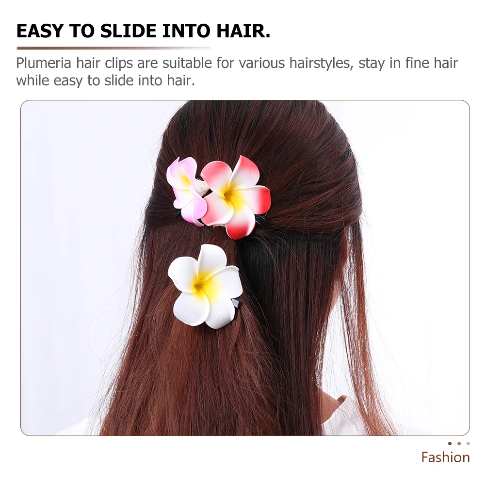 Grampo de cabelo flor havaiana simulado plumeria acessórios para cocar as flores tropicais eva clipes decorativos