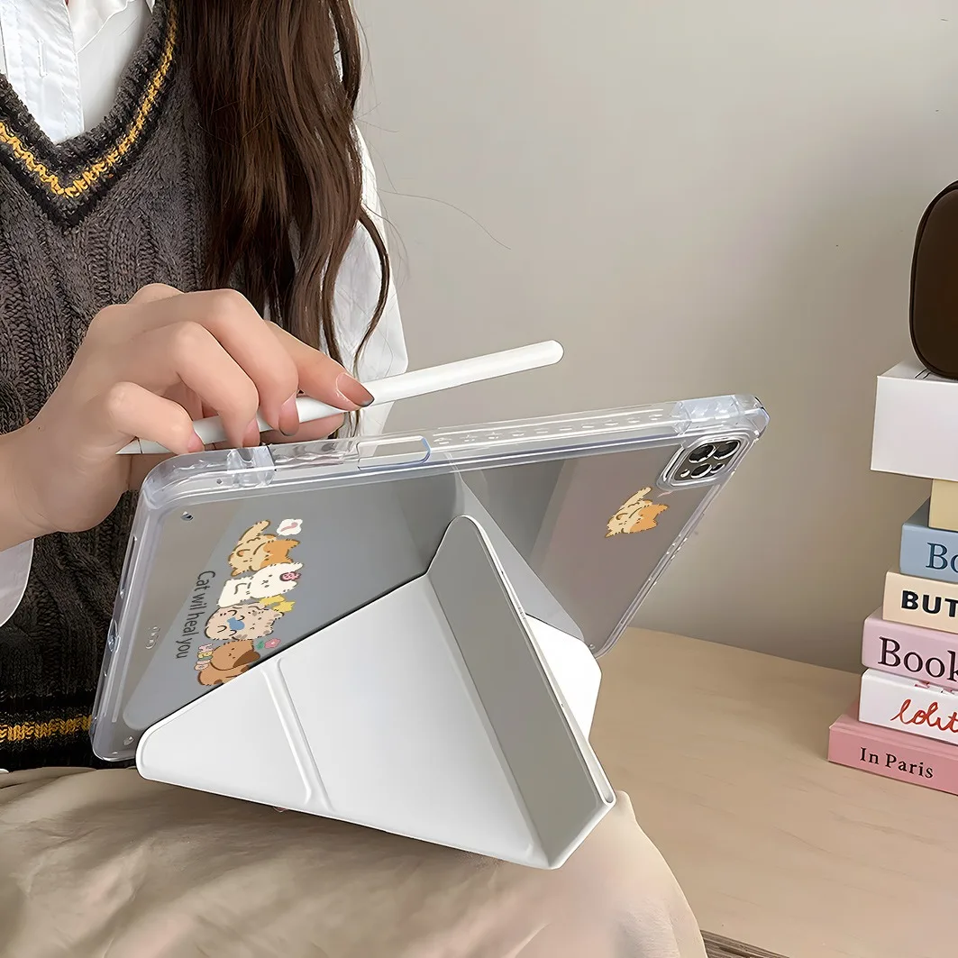 Hello Cat Pen Slot Tablet Case For Mini 7 6 iPad Pro 2024 2022 2021 2020 2019 2018 2017 11 10 9 8 7 6 5 Air7 6 5 4 3 2 1 Cover 6