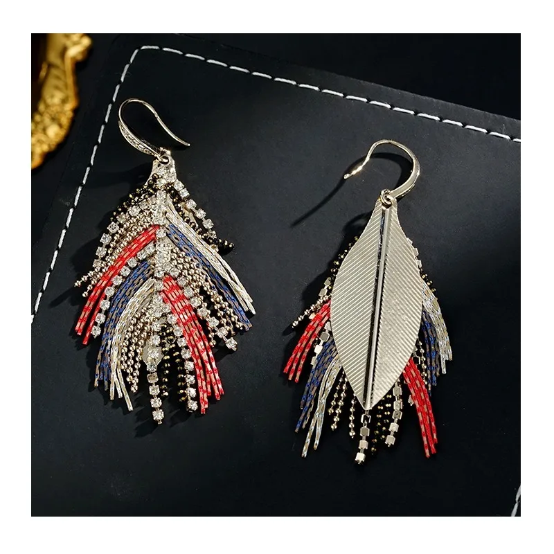 

Hong Kong Pie Colorful Bohemian Ethnic Style High-end Tassel New Trendy Retro Earrings Earrings Women