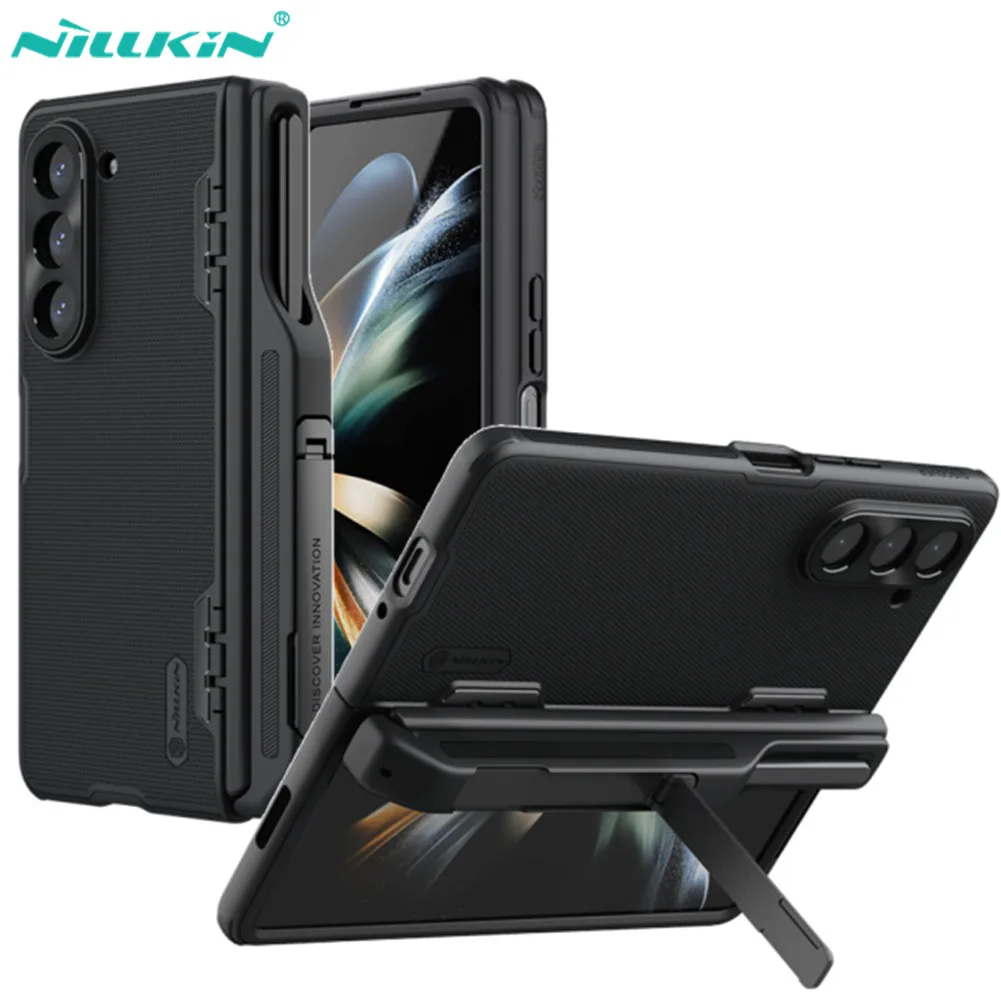 

For Samsung Galaxy Z Fold 5 Case Nillkin Matte Super Frosted Shield S-Pen Slot Pouch Kickstand Holder ZFold5 Bracket Hinge Cover