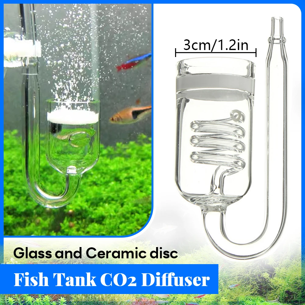 Glass CO2 Diffusers Aquarium Fish Tanks CO2 Diffusers Glass Cup Carbon Dioxide Reactor Ceramic Disces Accessories For Fish Tanks