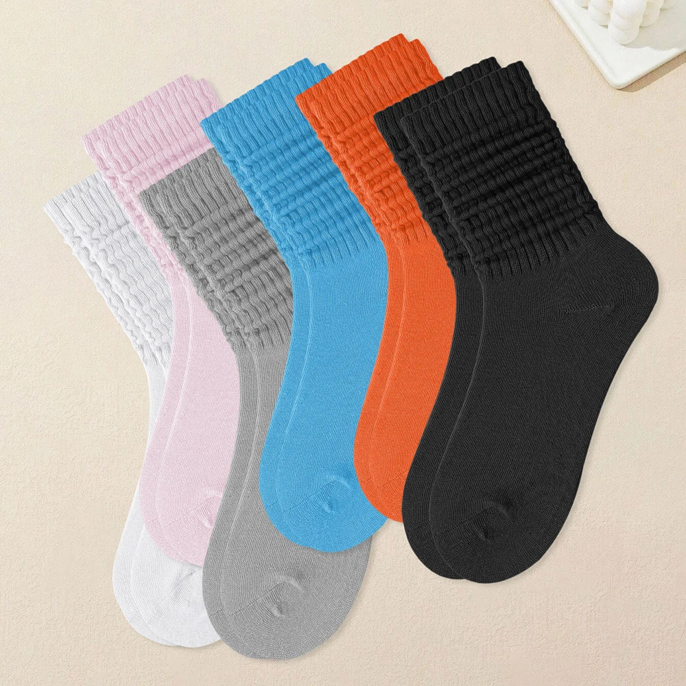 6 Pairs Slouch Scrunchy Socks Cotton Ladies Girls Casual Knee High Boot Sock Streetwear For Men Women High Boot Loose Sock