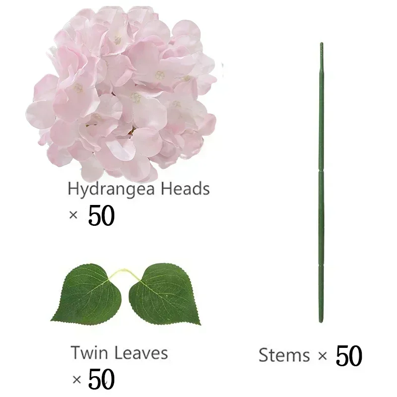 50 stuks kunstmatige hortensia bloemen zijden hortensia hoofden voor bruiloft