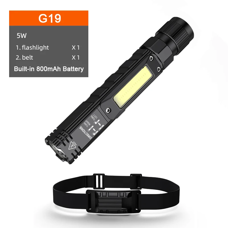 

SUPERFIRE-G19 Portable COB Head Flashlight with Magnet, Rechargeable Work Light, Lantern, Outdoor Lighting, Camping, Fishing