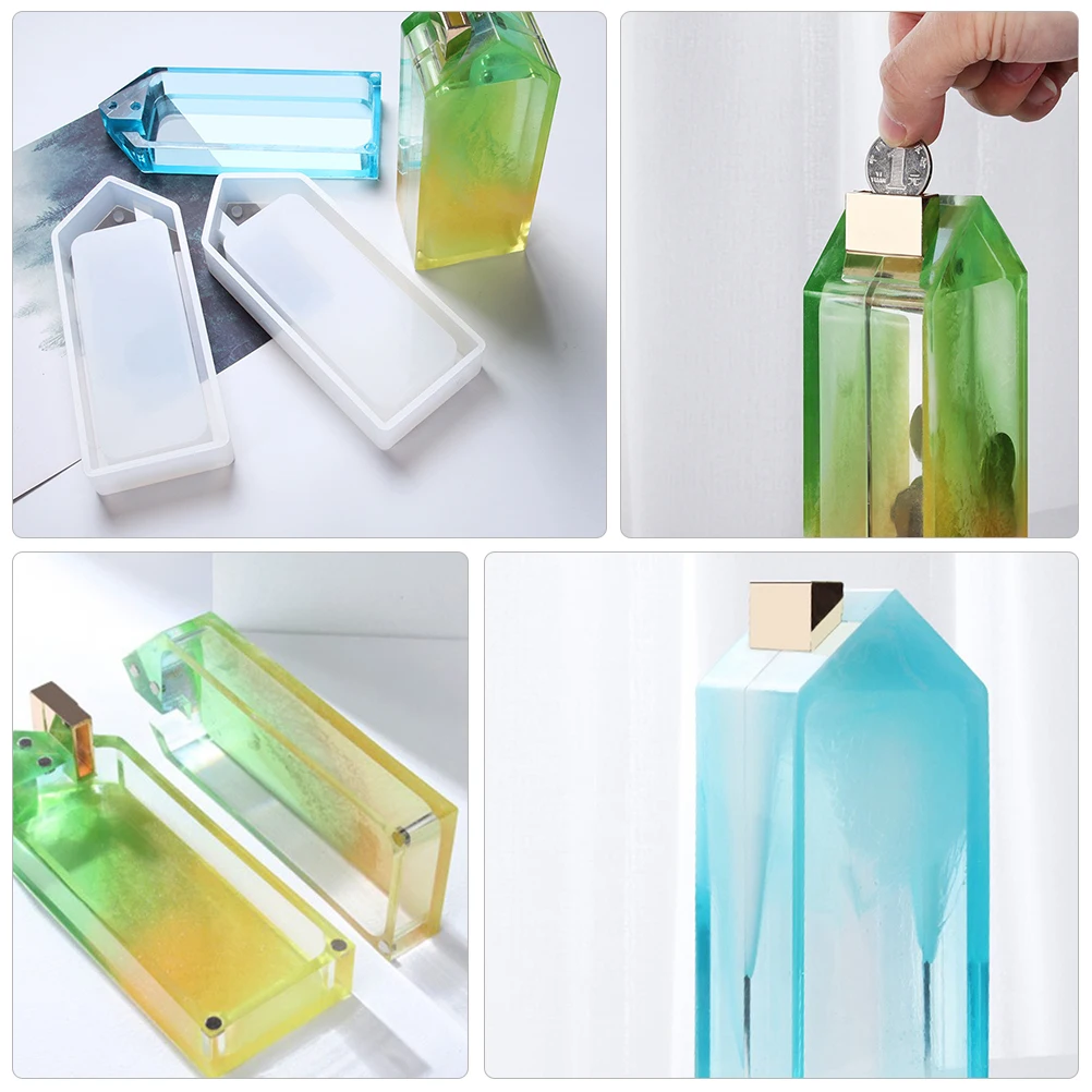 Molde de silicona para banco de dinero, moldes de resina Epoxy de fundición artesanal, accesorios decorativos, herramienta de artesanía, antiadherente reutilizable