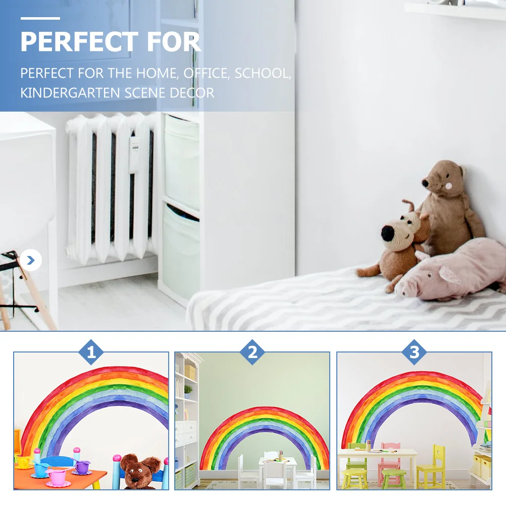 

1Set Rainbow Wall Sticker Watercolor Style Creative Indoor Scene Wall Decal Decorative Background for Home Office School