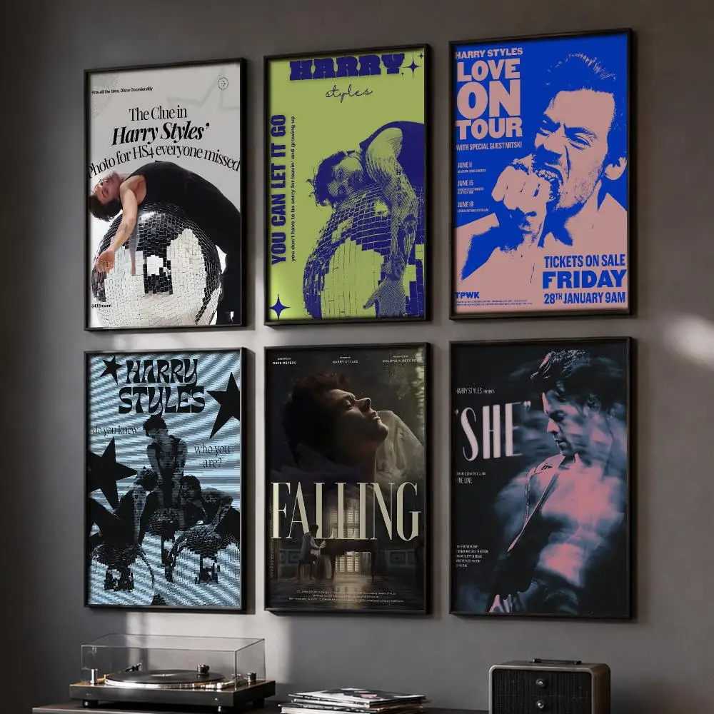 H-Harry Styles Singer Poster HD Home Wall Stickers House Hallway Living Room Bedroom Bar Office Decor Art Prints