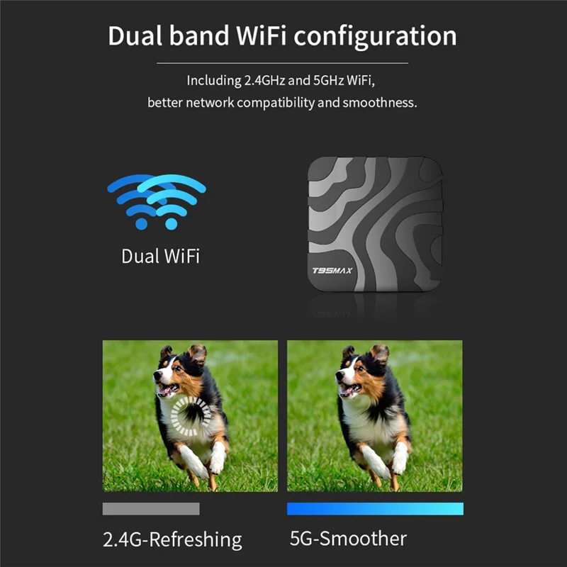 ABZW T95MAX 6K TV Box H618 Android 12.0 4K مشغل الوسائط HDR Dual Wifi T95 Max Set Top Box 2G RAM + 16G ROM EU Plug