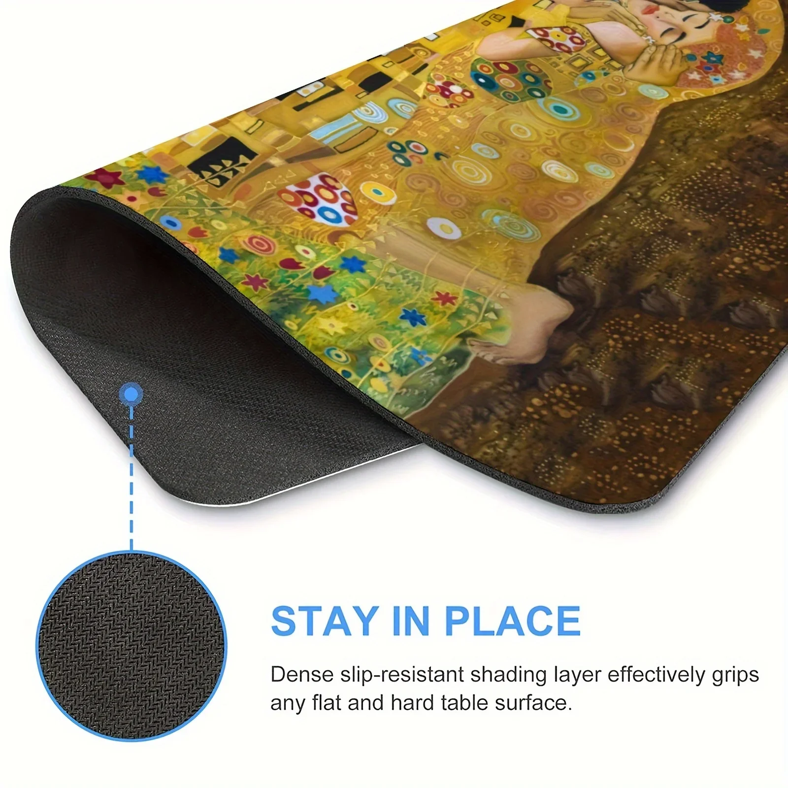 แผ่นรองเมาส์ขนาดใหญ่ Gustav Klimts Kiss Playmat อุปกรณ์สํานักงานตารางพรมสําหรับเมาส์ PC Gamer โต๊ะคอมพิวเตอร์โต๊ะ