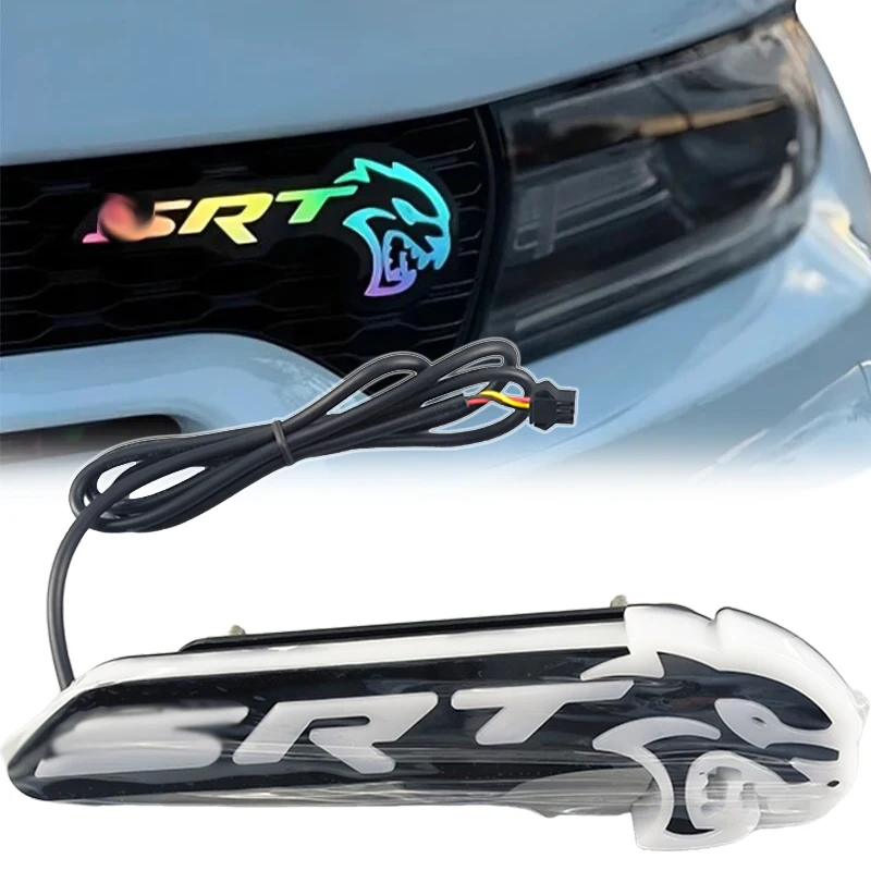 

1Pc RGB LED Front Grille Emblem Badge Light For Dodge SRT Model App Controlled Flowing Multi-Color Logo Lamp Auto parts