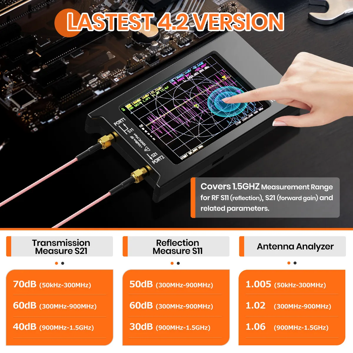 Spectrum Anslyzer NanoVNA-H4 Vector Network Antenna Analyzer 10KHz-1.5GHz MF HF VHF UHF Antenna Tuner nano vna NanoVNA-H