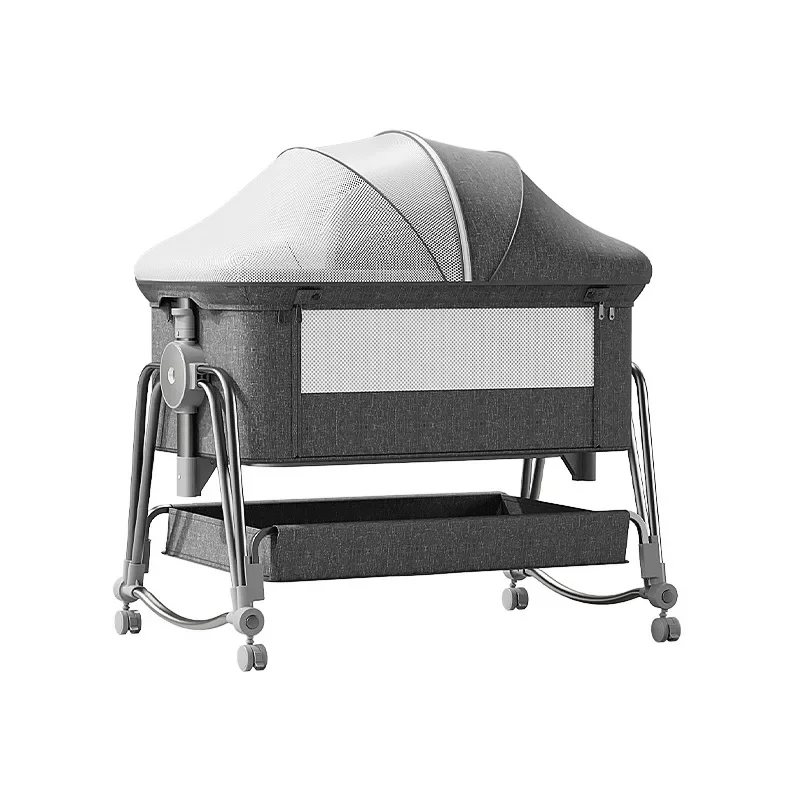 

Baby Crib Splicing Large Bed Movable Foldable Biomimetic Baby Crib BB Bedside Bed Newborn Rocking Bed