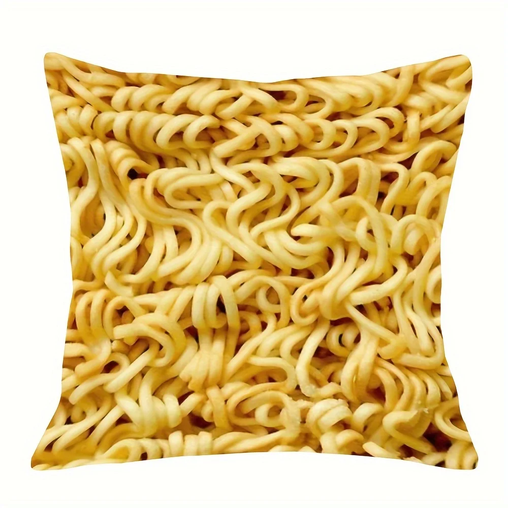 18x18 Inch Noodles Plush Pillow Soft 18x18 Inch Plush Throw Pillow Cover - Ramen Art Design, Perfect for Home  Room