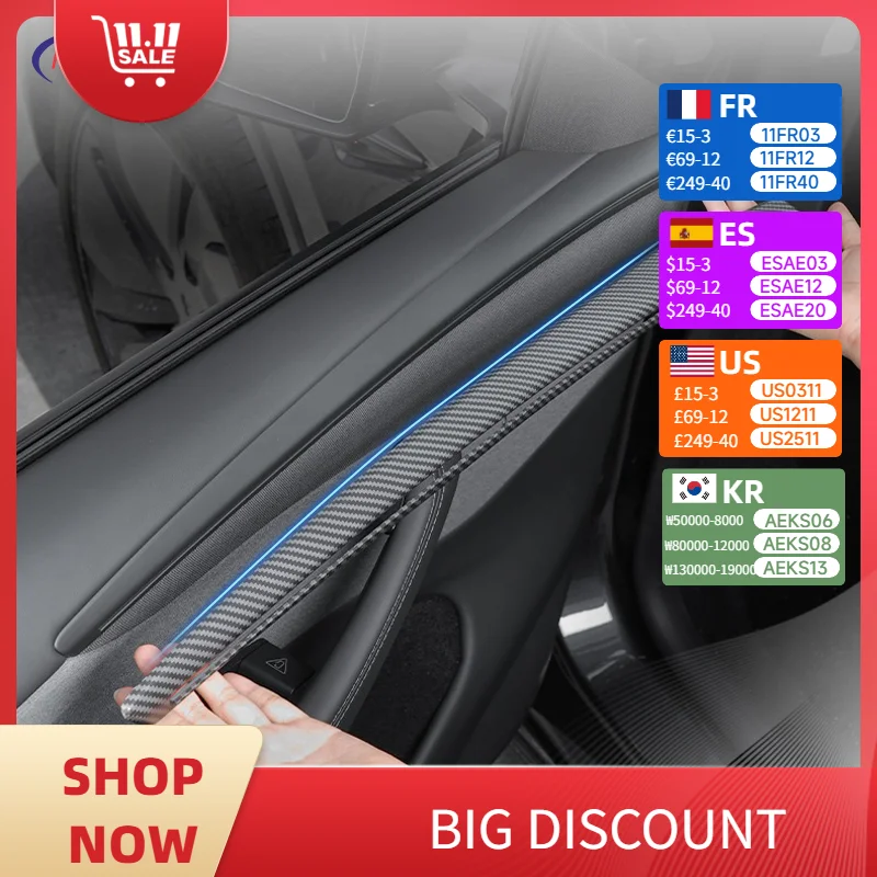 

Car Door Decorative Strip For Tesla Model Y Juniper 2025 ABS Carbon Fiber Texture Anti - Scratch Wear - Resistant ProtectiveTrim