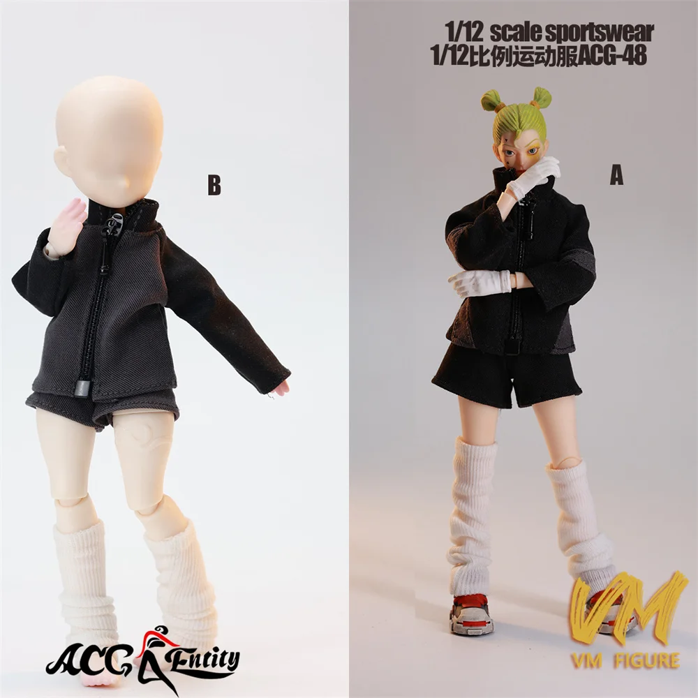 1/12 مقياس الفتيات ملابس رياضية سترة السراويل طماق الملابس نموذج ملحق صالح 6 بوصة أنثى عمل الشكل الجسم الدمى اللعب #1