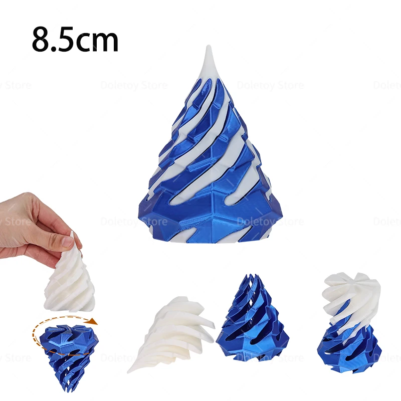 New 3D Printed Helix Screw Rotating Toys Stress Reducing Tool Egg Groud Cube Passthrough Sculpture Spiral Cone Home Decoration
