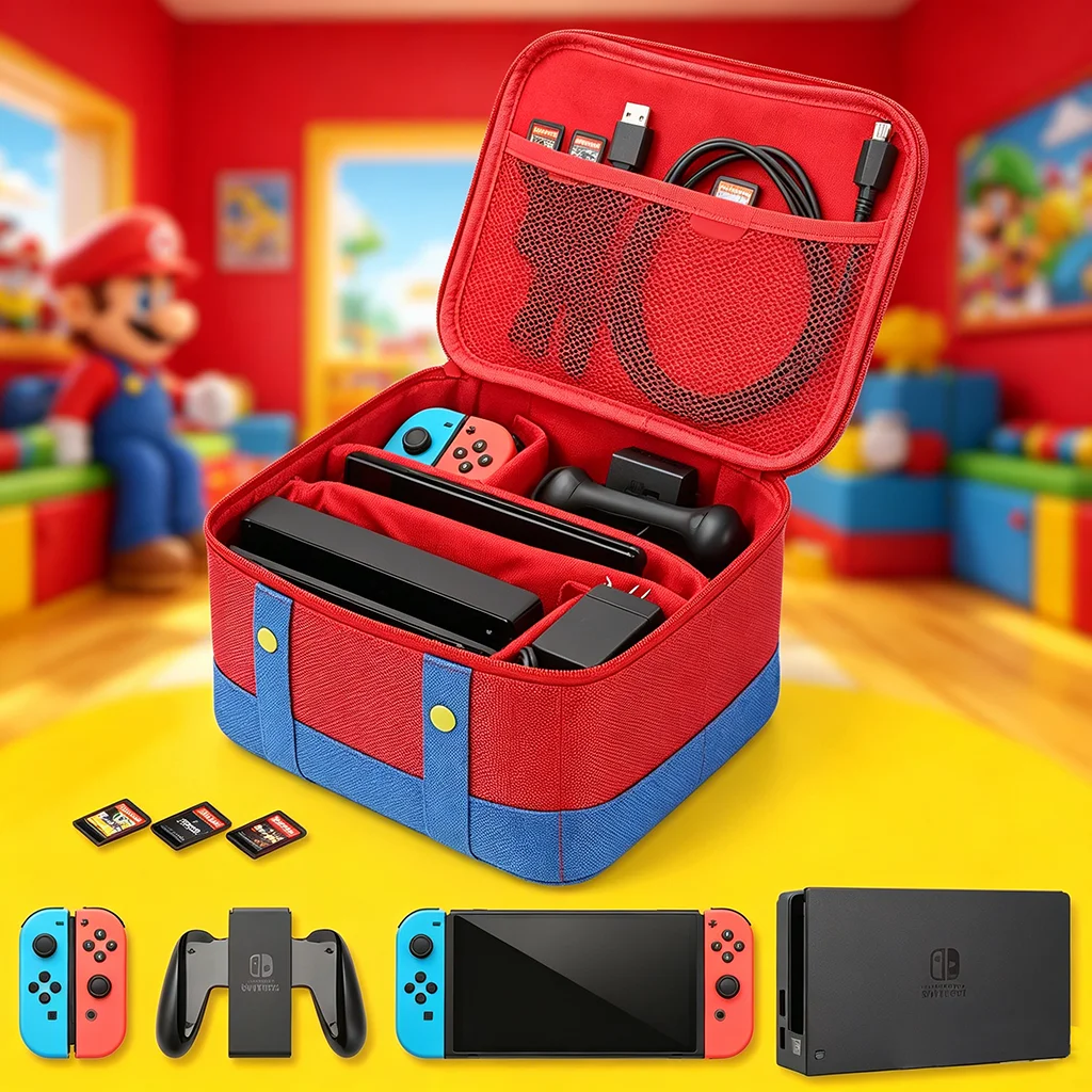 Portable Cute Case for Switch 2 / Switch / OLED, Waterproof Soft Shell Oxford Carrying Bag for Console Dock JoyCons Accessories view 2
