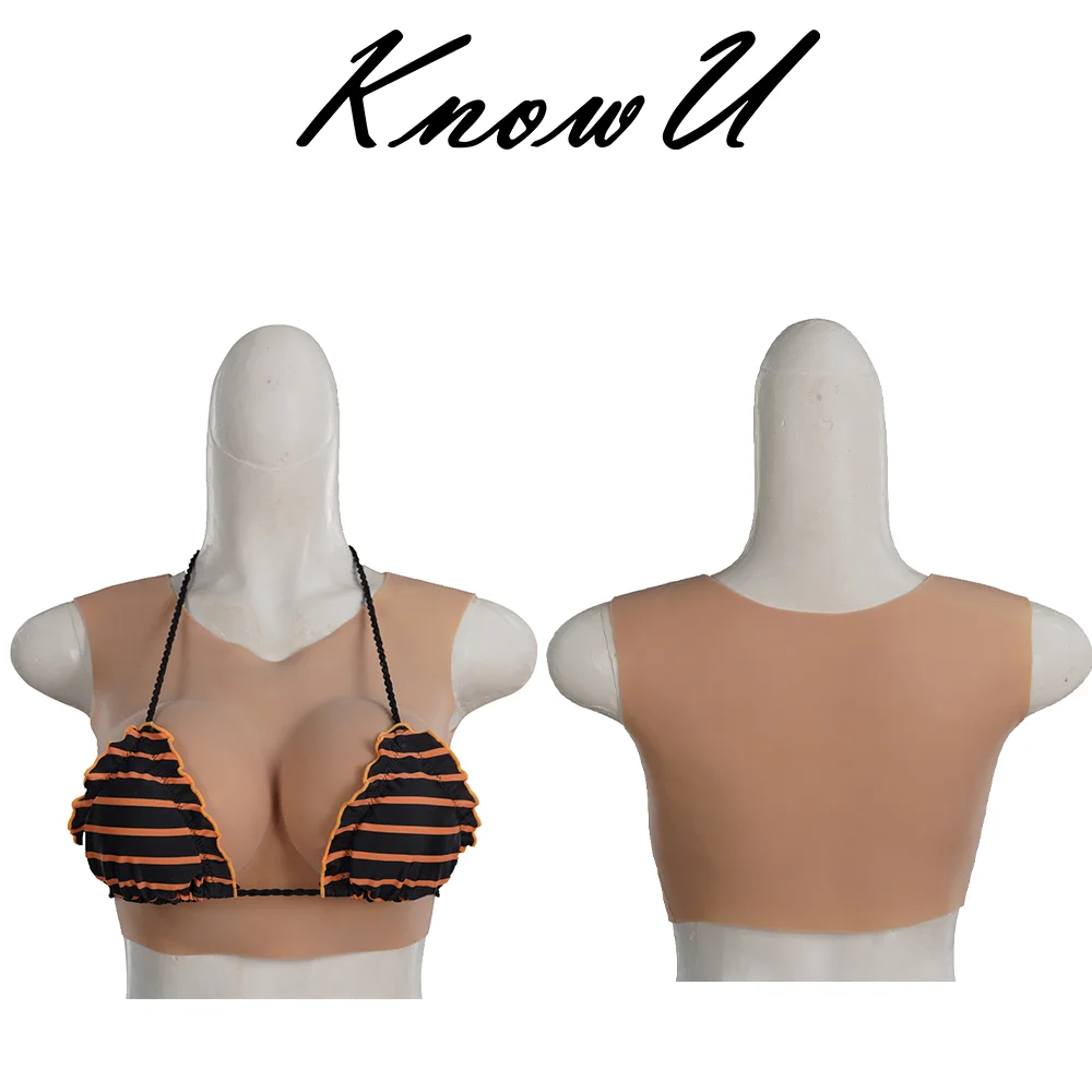 

D Cup Cool and Breathable False Chest Silicone Breast Form Round Collar Sleeveless Cosplay Fake Artifical Huge Boobs