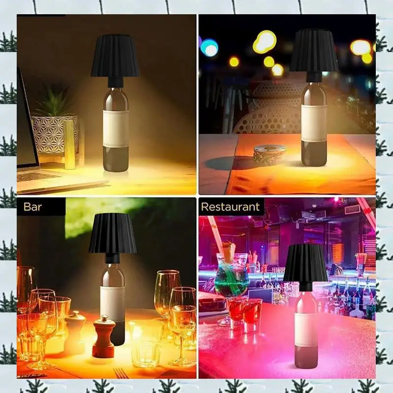 

ABLG Wireless Bottle Lamp,3 Color Stepless Dimming Bottle Lights,LED Wine Bottle Lamp Portable Cordless Table Lamp For Bars