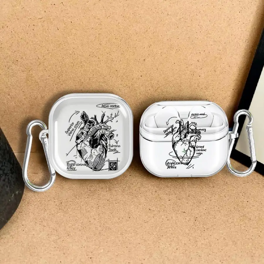 Clear Earphone Cases Cover Case For Samsung Galaxy Buds 4 Pro 2 3Pro 3 FE 4Pro Live Line Heart Pattern