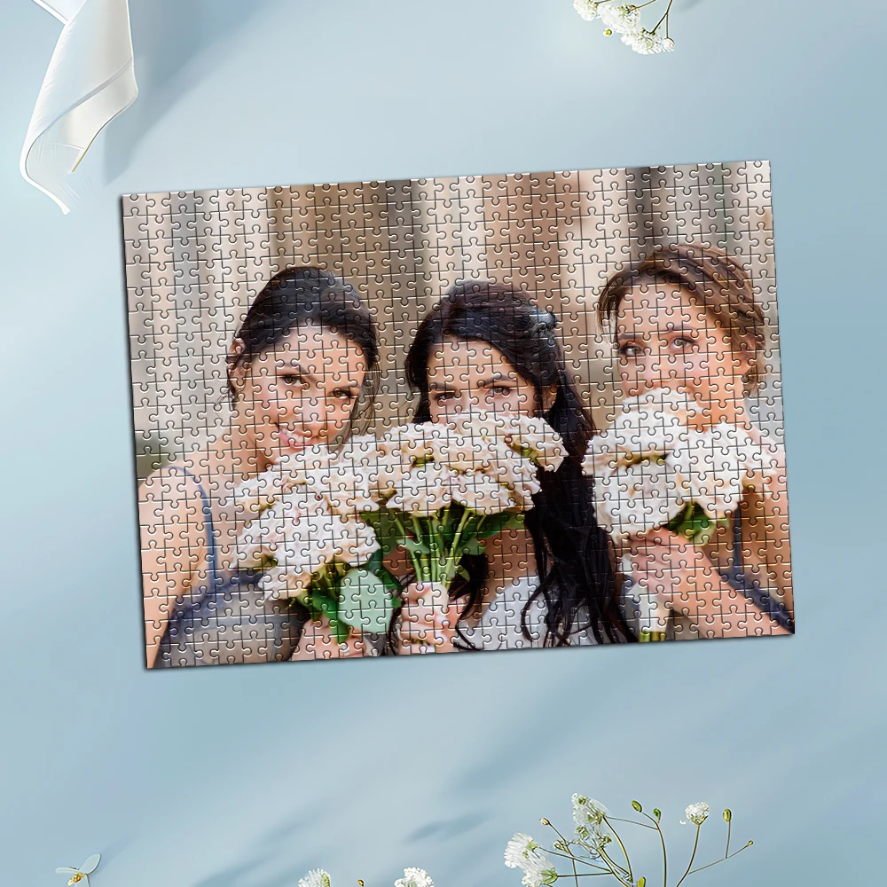 35/300/500/1000pcs Personalized Custom Photo Puzzle Bridesmaid Photos And Wedding Photos Personalised Gift Idea