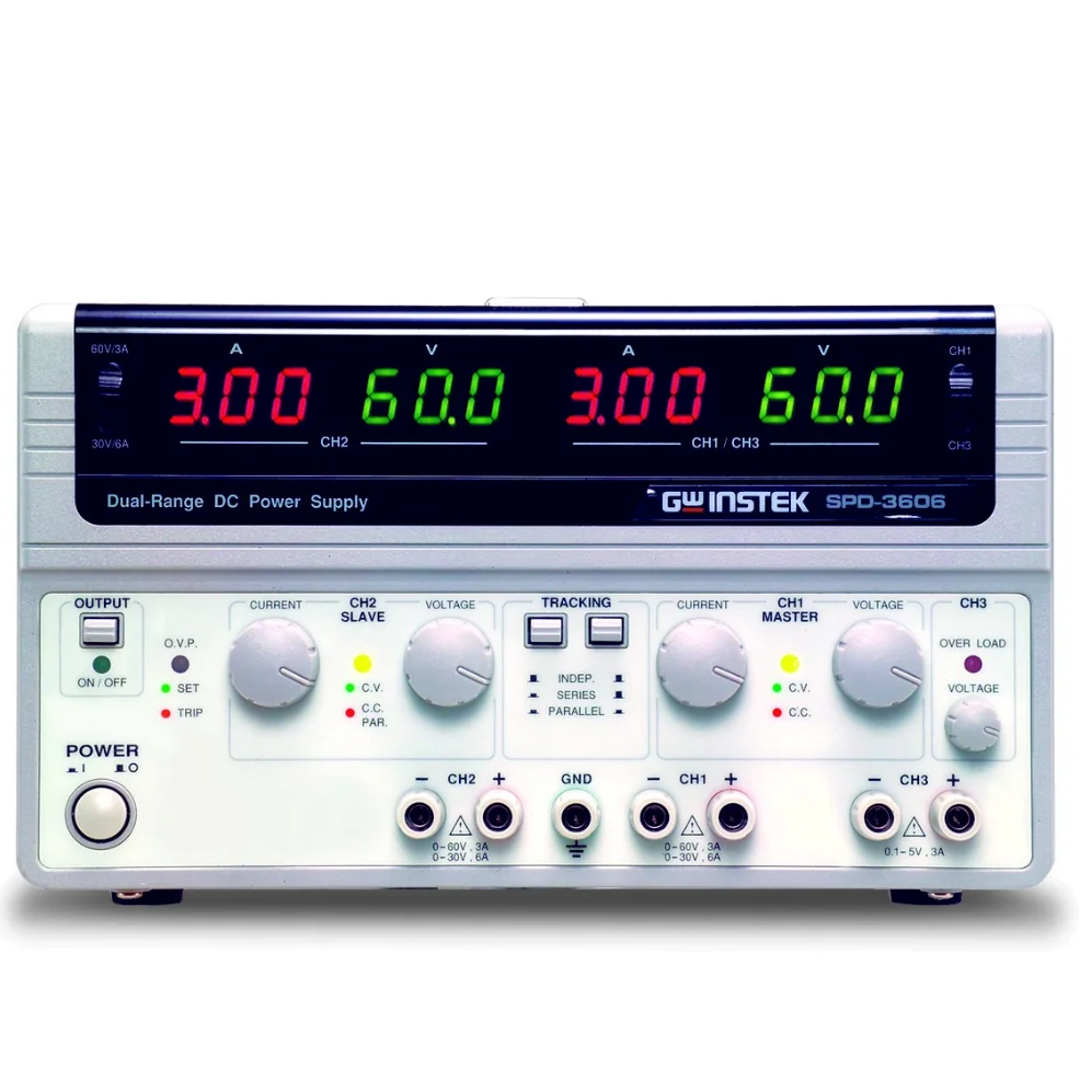 SPD-3606 0-36V 0-6A Multiple Output Dual Range D.C. Power Supply Gwinstek Series/Parallel Mode 110-220V AC Input Air Cooling CH3