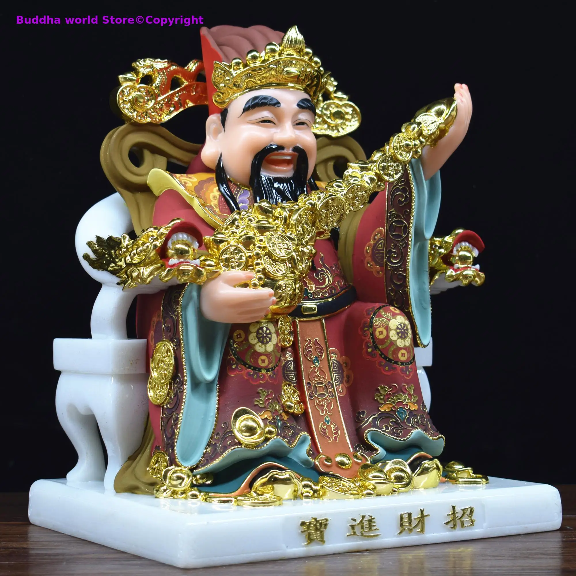 2025 new Asia Home store COMPANY High-grade jade wealth God CAI SHEN YE  Good luck ZHEN ZHAI jade gilding statue