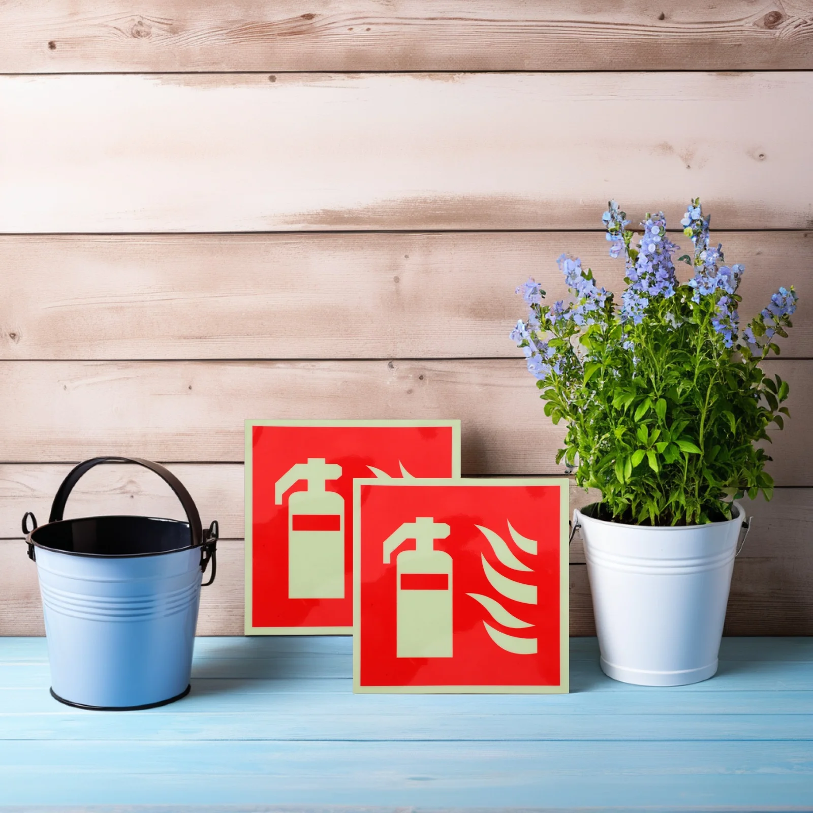 

2pcs Luminous Fire Safety Stickers Extinguisher Decal Glow Dark Warn Signs Adhesive Labels Office Restaurant Industrial
