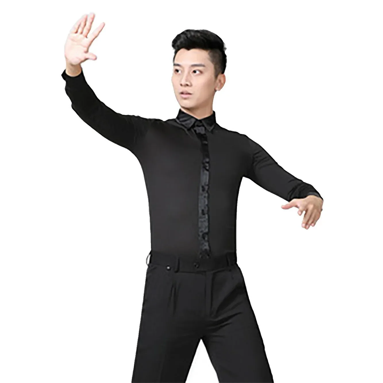 Latin Dance Garment Dance Waltz Ballroom Dance Garment Performance Turndown Collar Latin man Shirts Garment Top