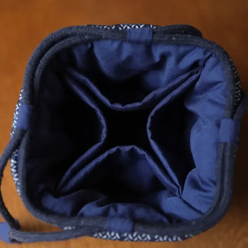Teacup Bag Portable Travel Tea Set Storage Bag Tea Pots Four Or Six Cups Large Cloth Bag Outdoor Organizer Denim Organizer