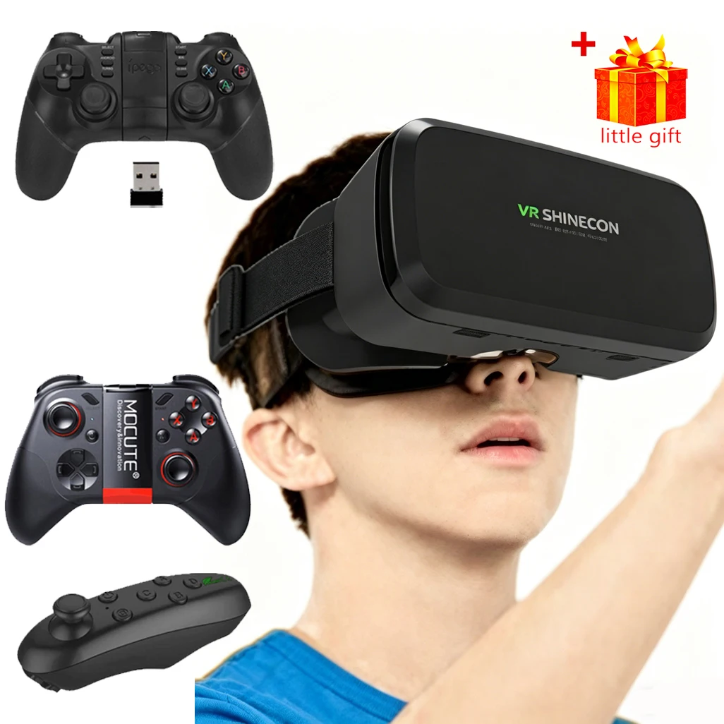 VR Glasses 3D Headset Virtual Reality Devices Helmet Viar Lenses Goggle Smartphone Cell Phone Smart Game Controller Set Viewer
