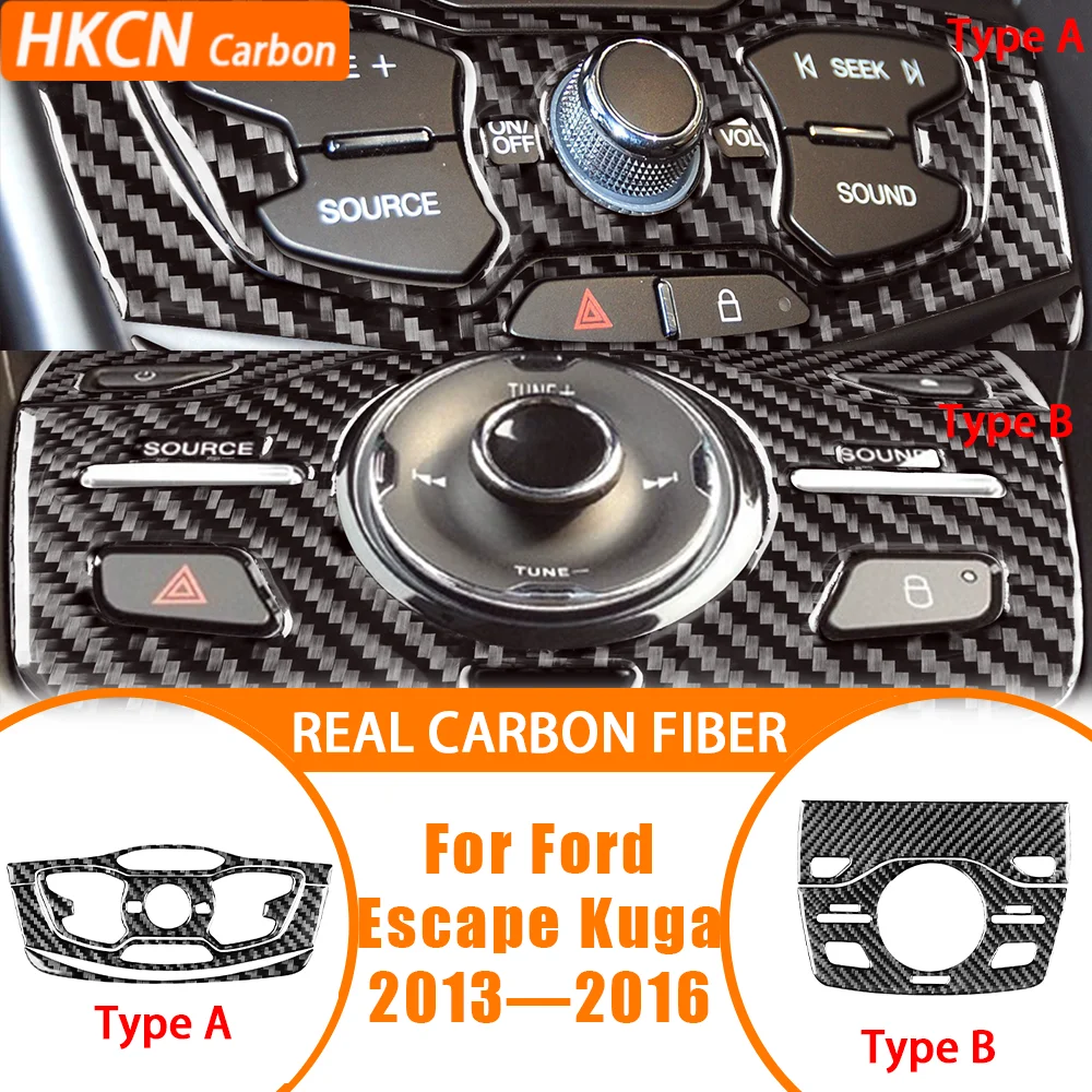 

For Ford Escape Kuga 2013—2016 Car Accessoreis Carbon Fiber Radio CD Control Panel Interior Cover Trim Sticker Modification
