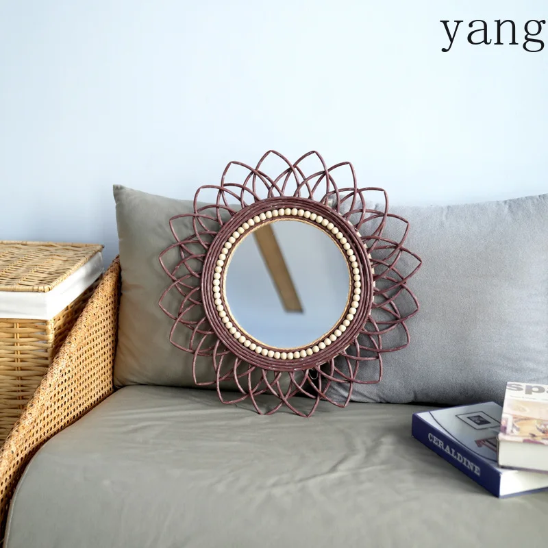 Yjq plastic woven entrance mirror dressing makeup full-length mirror creative art bed and breakfast sofa background decoration
