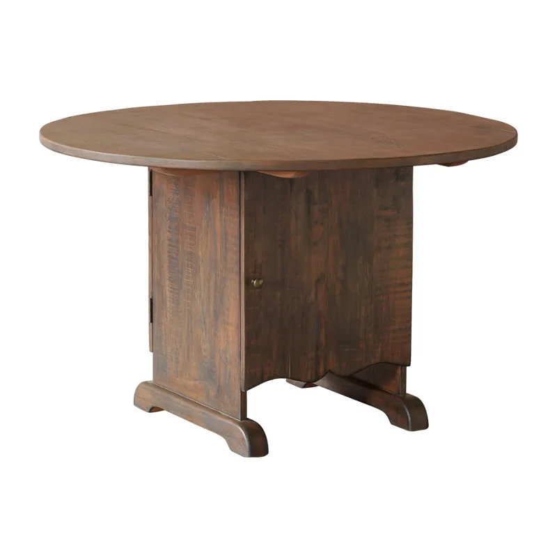 

Old wooden round dining table Retro homestay old wooden round table Japanese style replica furniture