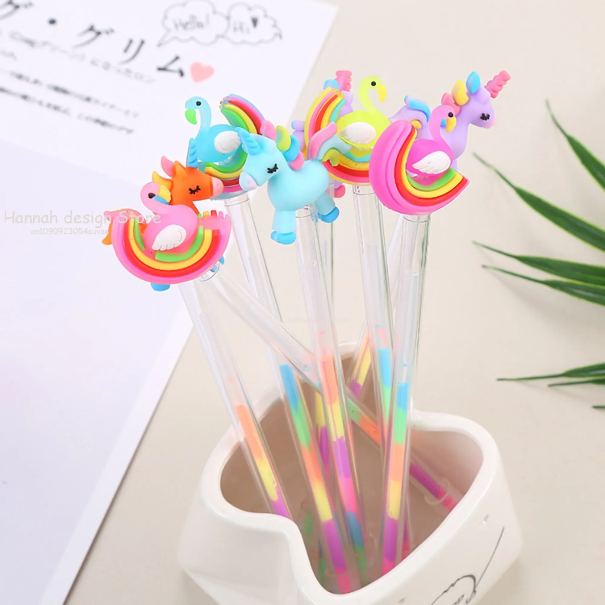 Cute Student Color Gel Pen Creative DIY Highlights Cartoon Swan Pony 6 Color Highlighter Wholesale Canetas Atacado