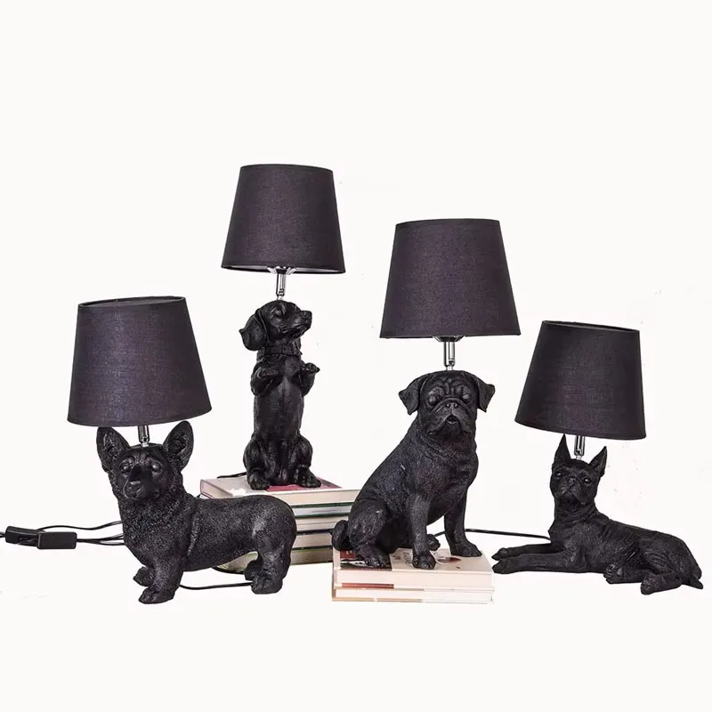 Modern Nordic Puppy LED table lamps Animals Bedroom bedside lamp livingroom resin dog home decor Desk light Study room  lighting