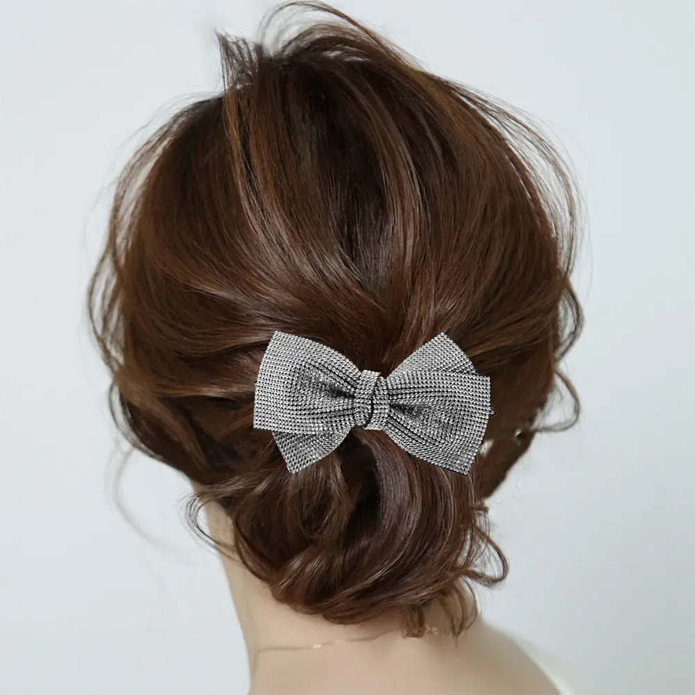 

2 шт. легких блестящих заколок для волос с бантом из страз, для повседневного использования, вечеринок, свадеб, аксессуары для волос с блестками