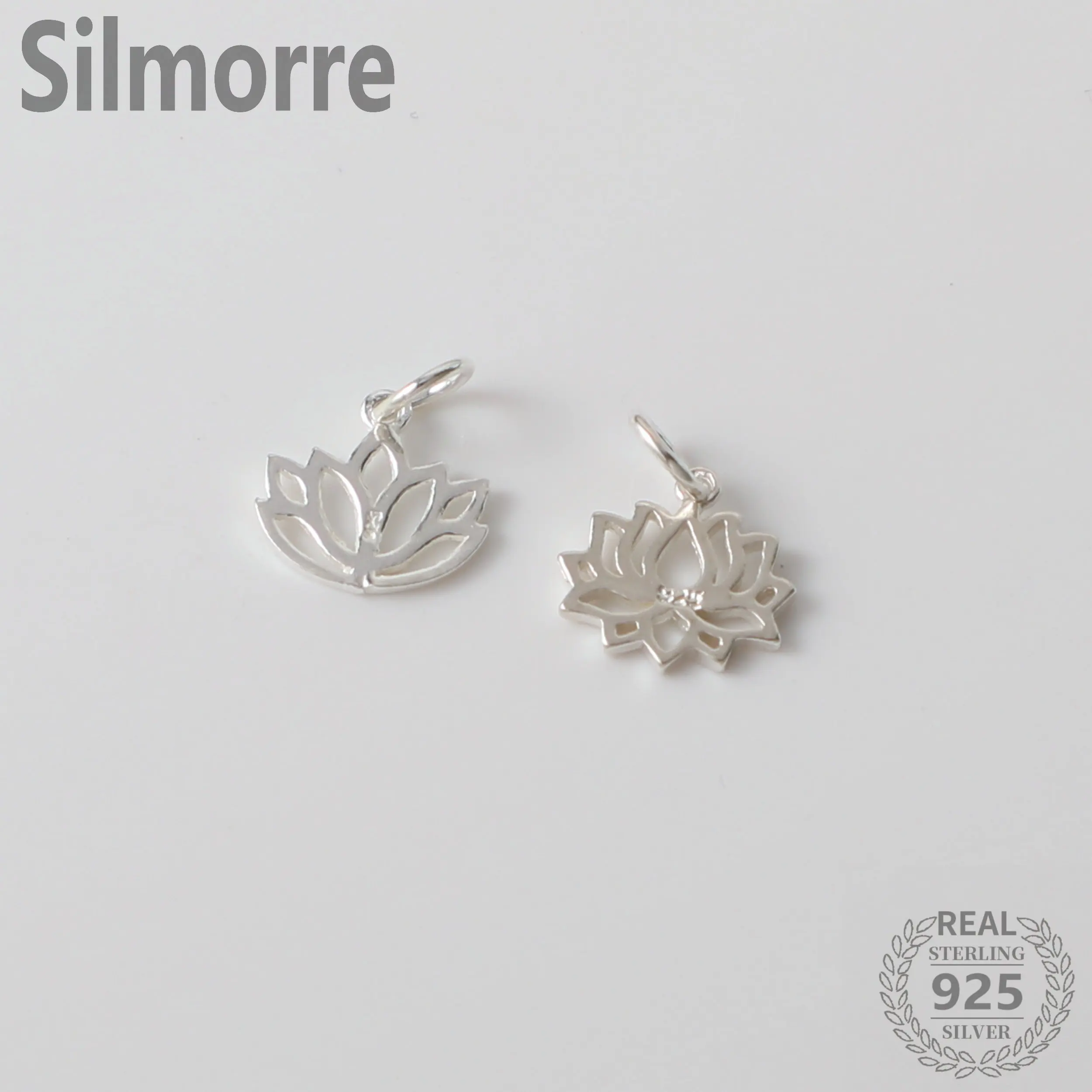 100% Solid 925 Sterling Silver Accessories Lotus Flowers Charms Pendant  Fit DIY Bracelet Pendant Necklace Fine Jewelry