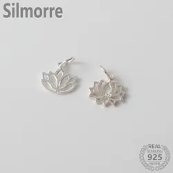 100% Solid 925 Sterling Silver Accessories Lotus Flowers Charms Pendant Fit DIY Bracelet Pendant Necklace Fine Jewelry