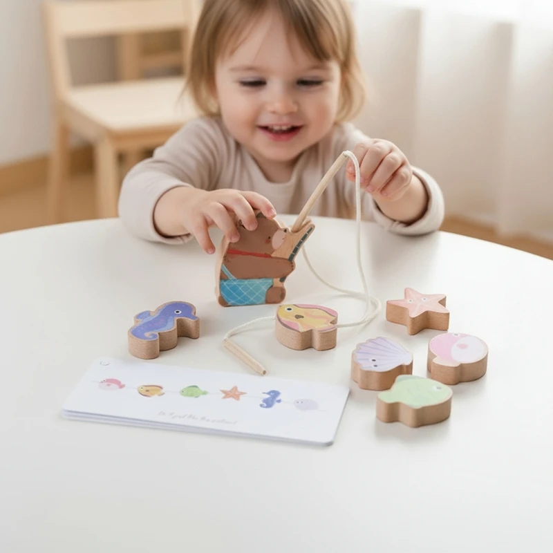 Montessori Baby Toys Little Fish Beaded String Toy Is A Specially Designed Beaded Hands-on Educational Toy For Young Children