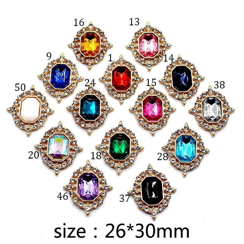 New 10 pieces/batch fashionable 26 * 30MM alloy diamond button hair decoration DIY wedding decoration hand jewelry accessories