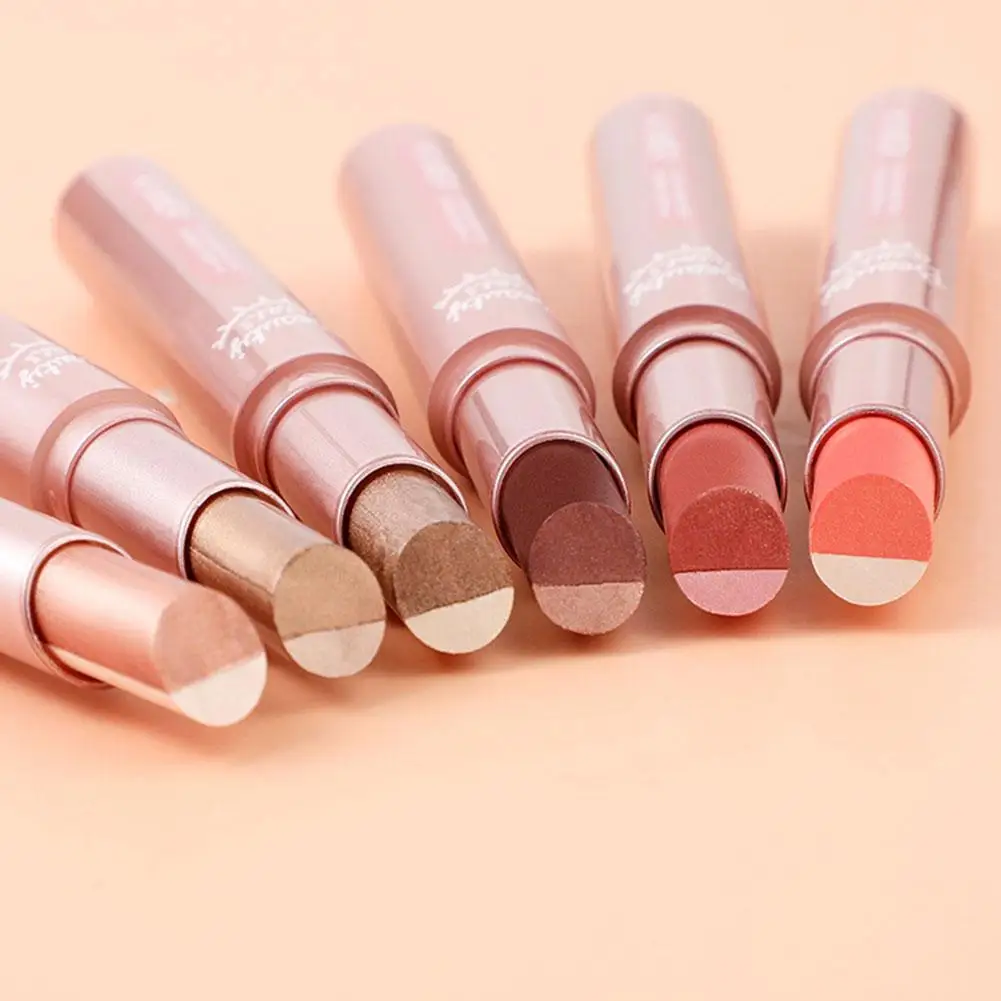 Barra de sombra de ojos de doble color resistente al agua: herramienta de maquillaje degradado, a prueba de sudor y a prueba de manchas para una fácil y duradera