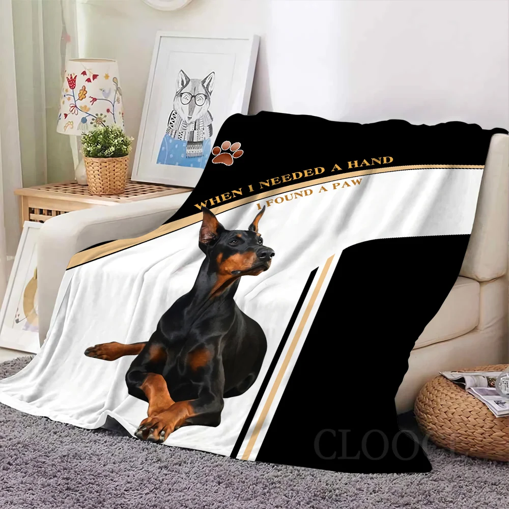 HX Doberman Flannel Blankets When I Needed A Hand I Found A Paw 3D Printed Throw Blanket for Bed Nap Quilts Dropshipping