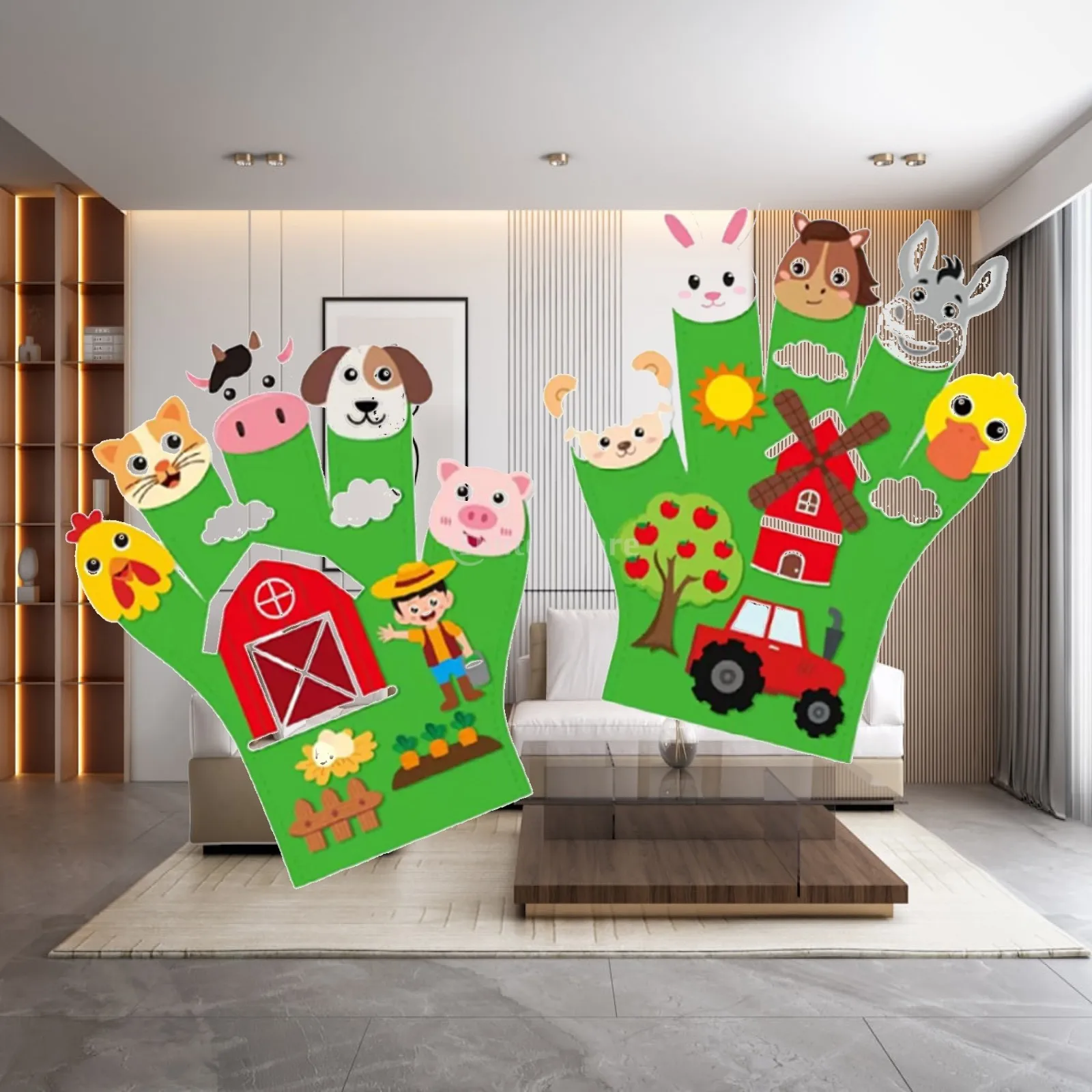 Story Finger Puppets Felt Animal Making Kit DIY Educational Toy Set for Preschool Storytelling Role Play