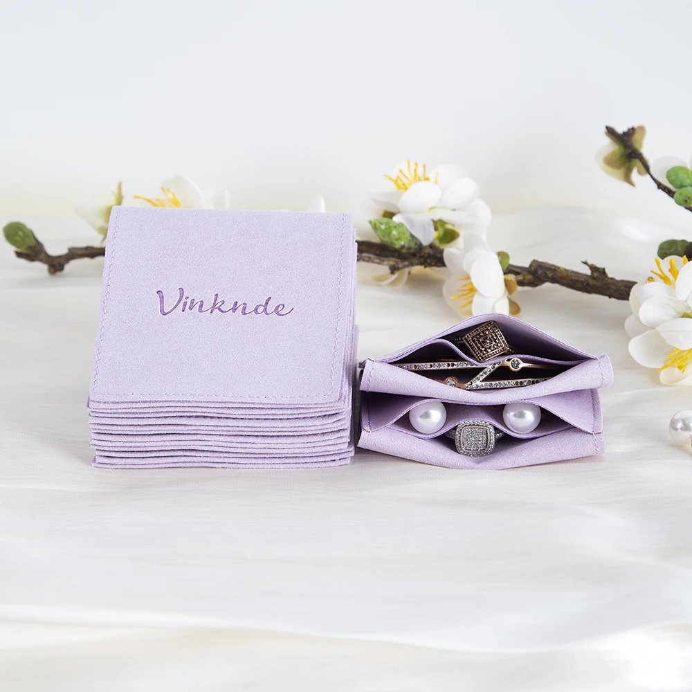 

100PCS Personalized Logo Jewelry Bag Thanksgiving Wedding Gift Pouches for Guests Earrings Rings Storage Sack With Compartment