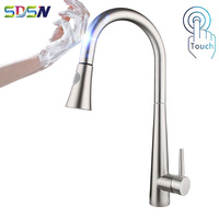 Brushed Nickel Touch Kitchen Mixer Tap Stainless Steel Pull Out Kitchen Faucet Fashion Smart Sensor Touch Ktichen Sink Faucets