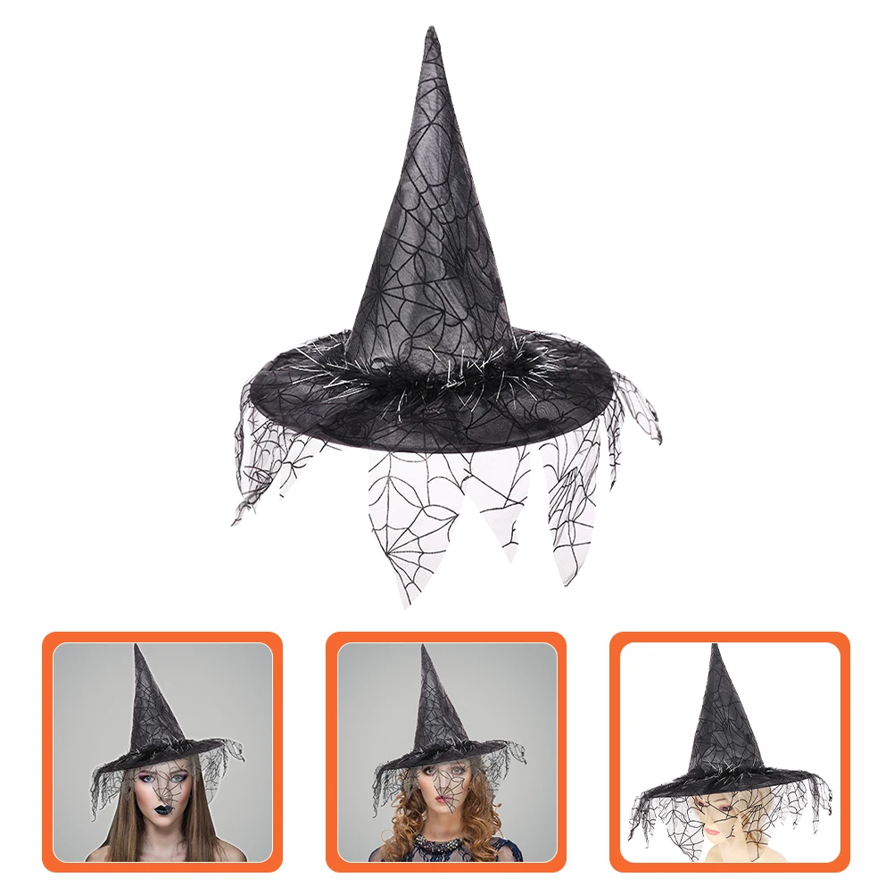 

Halloween Witch Hat Costume Party Gauze Lightweight Women Fancy Cosplay Accessory Festival Carnival Masquerade Prop