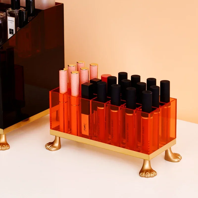 High Quality Lipstick Organizer Light Luxury Acrylic Desk Storage Box Vertical Lip Glaze Shelf  Acrylic Makeup Organizer